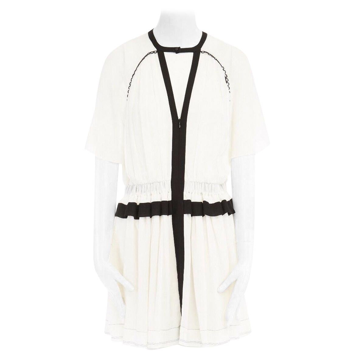 ISABEL MARANT Retra 100% silk crepe white boho flutter sleeve dress FR42 L