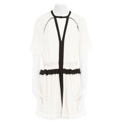 ISABEL MARANT Retra 100% crepé de seda blanco vestido boho de manga volante FR42 L