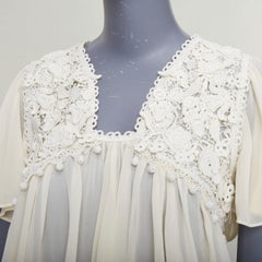 ISABEL MARANT Rita cream silk cotton 3D lace applique boho blouse FR36 S