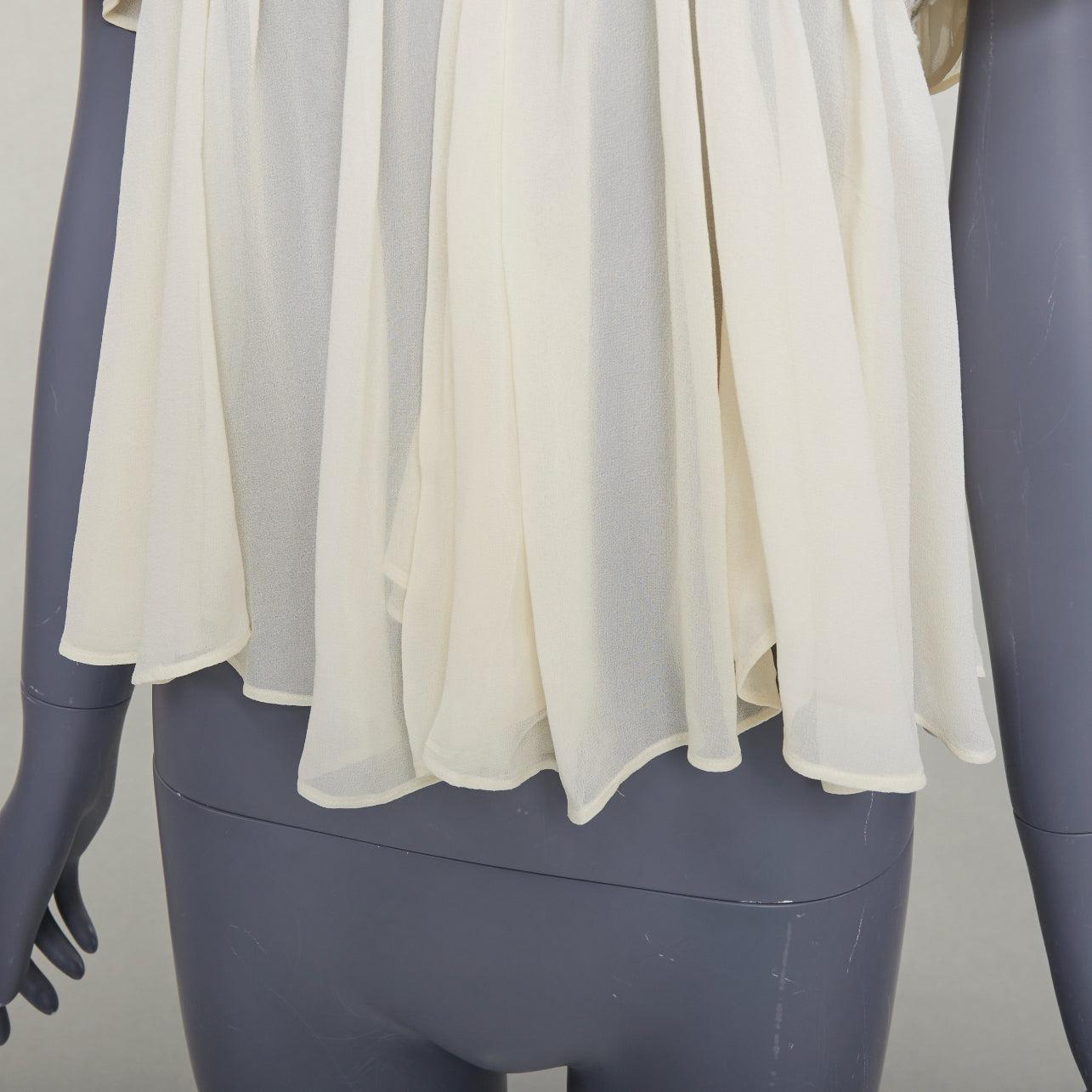 ISABEL MARANT Rita, camicetta boho in cotone e seta color crema con applicazioni in pizzo 3D FR36 S in vendita 3