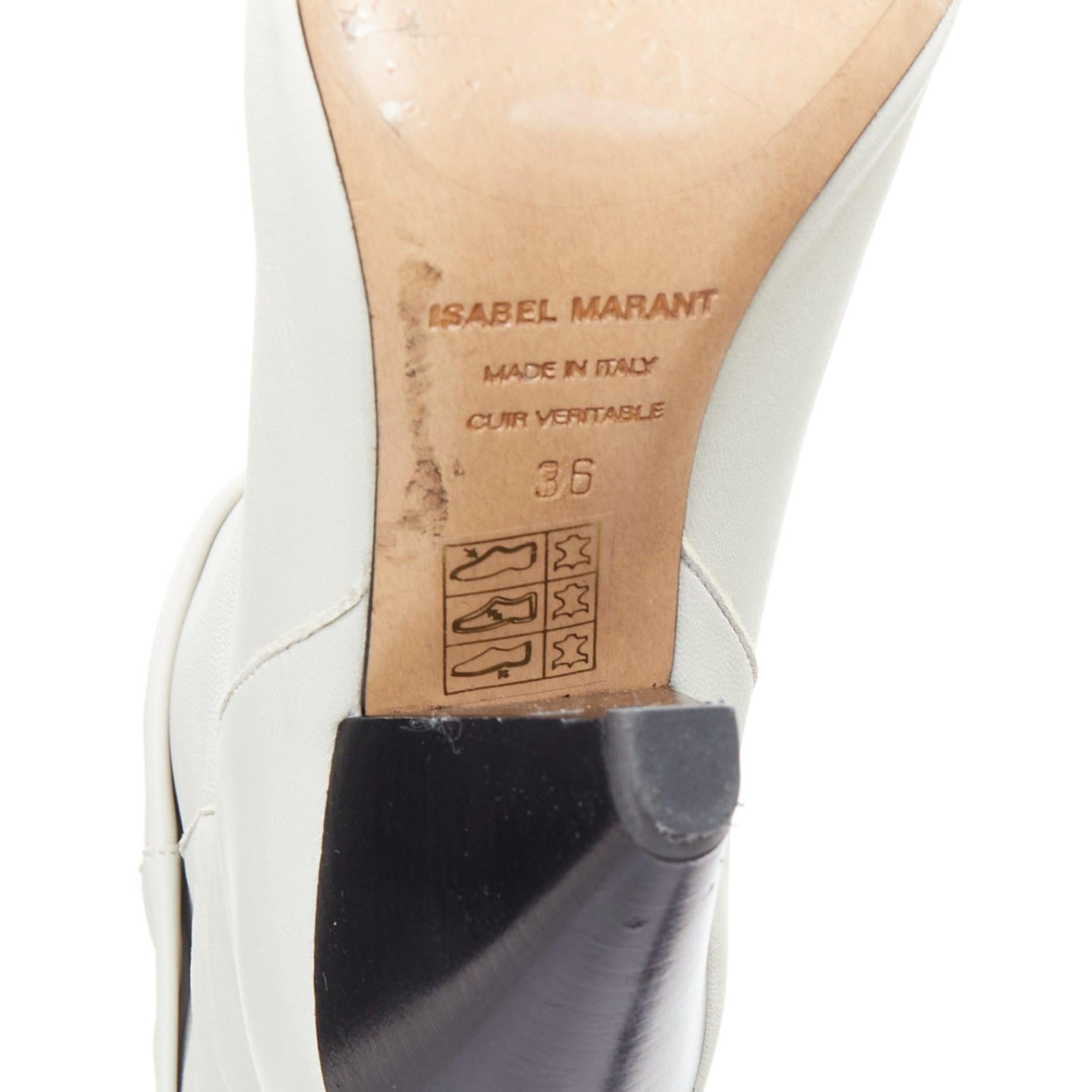 ISABEL MARANT Rouxa off white leather black cone heel boots EU36 For Sale 6