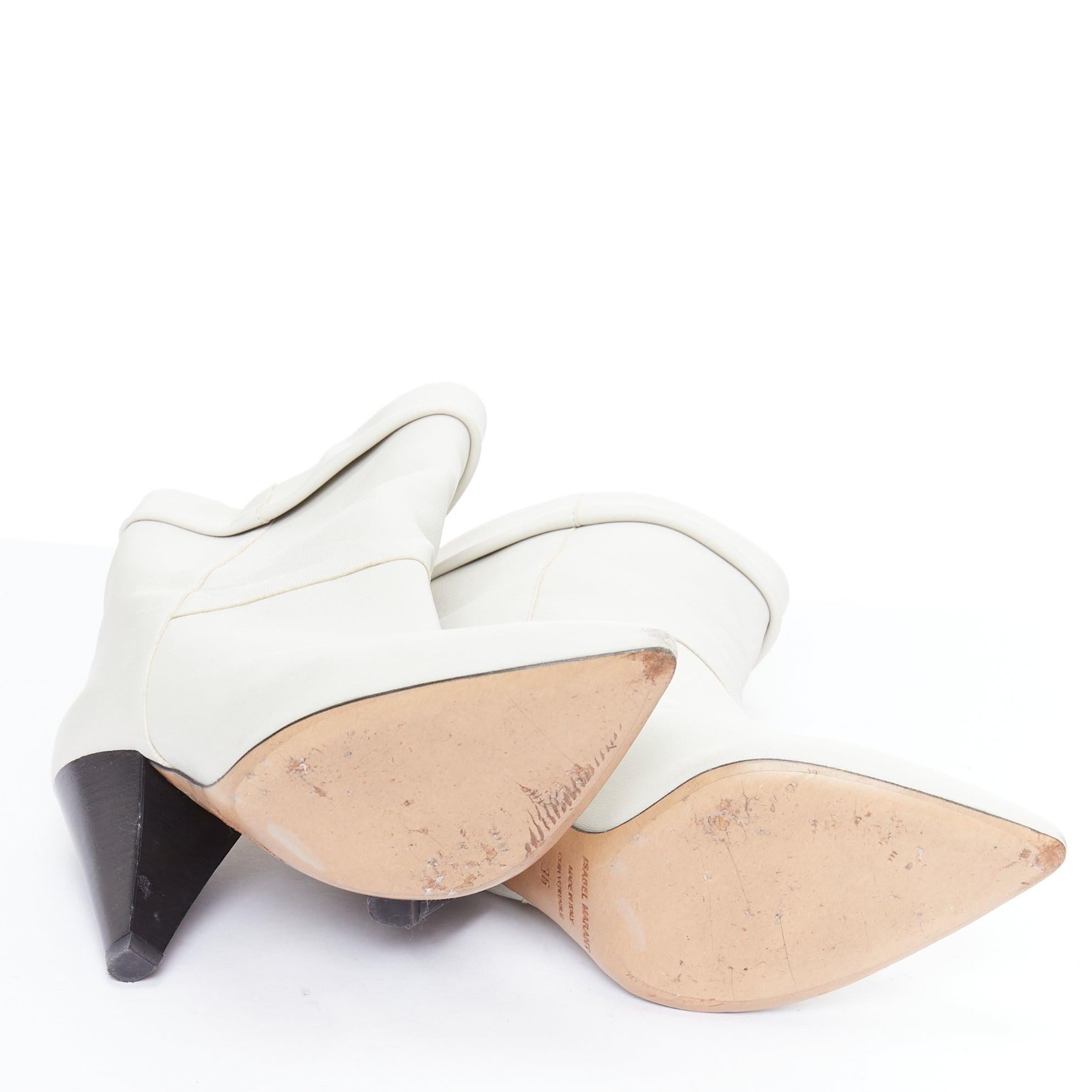 ISABEL MARANT Rouxa off white leather black cone heel boots EU36 For Sale 7