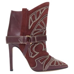 ISABEL MARANT Runway Blackson burgundy suede leather western cowboy boots EU36