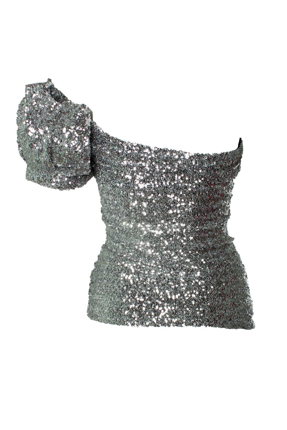Grigio Isabel Marant, top monospalla con paillettes in vendita