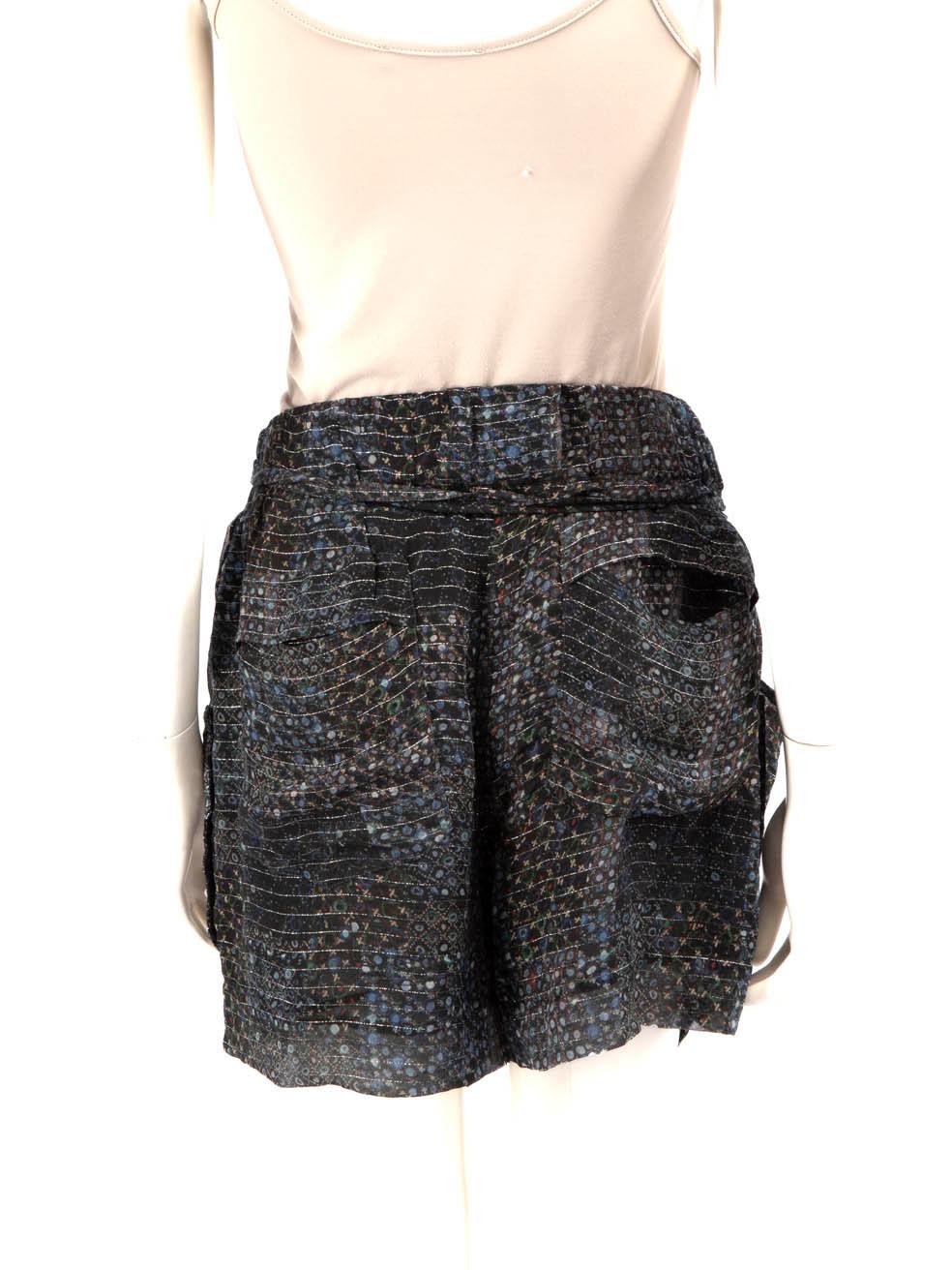 Black Isabel Marant Silk Abstract Pattern Shorts Size S