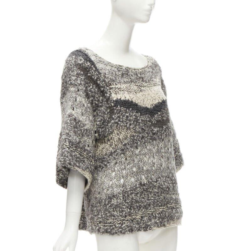 Gray ISABEL MARANT silk blend grey speckled yarn oversized chunky knit sweater FR36 S