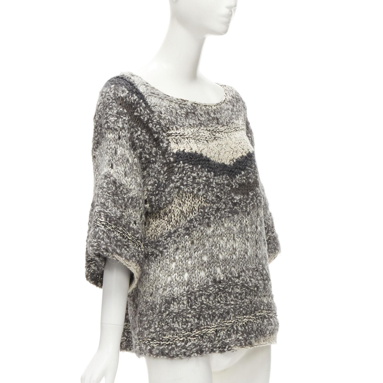 Gray ISABEL MARANT silk blend grey speckled yarn oversized chunky knit sweater FR36 S For Sale
