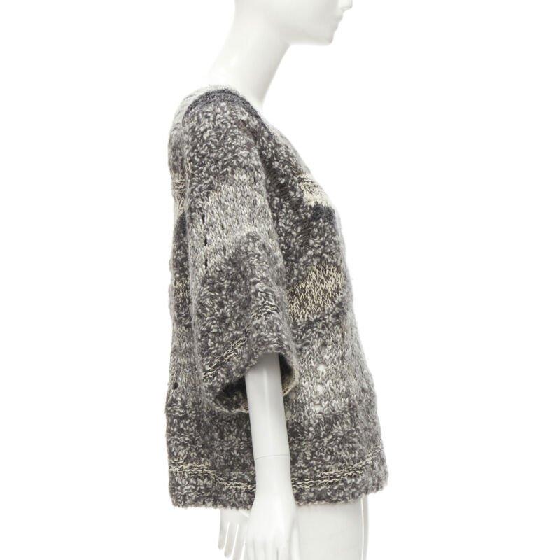 Women's ISABEL MARANT silk blend grey speckled yarn oversized chunky knit sweater FR36 S