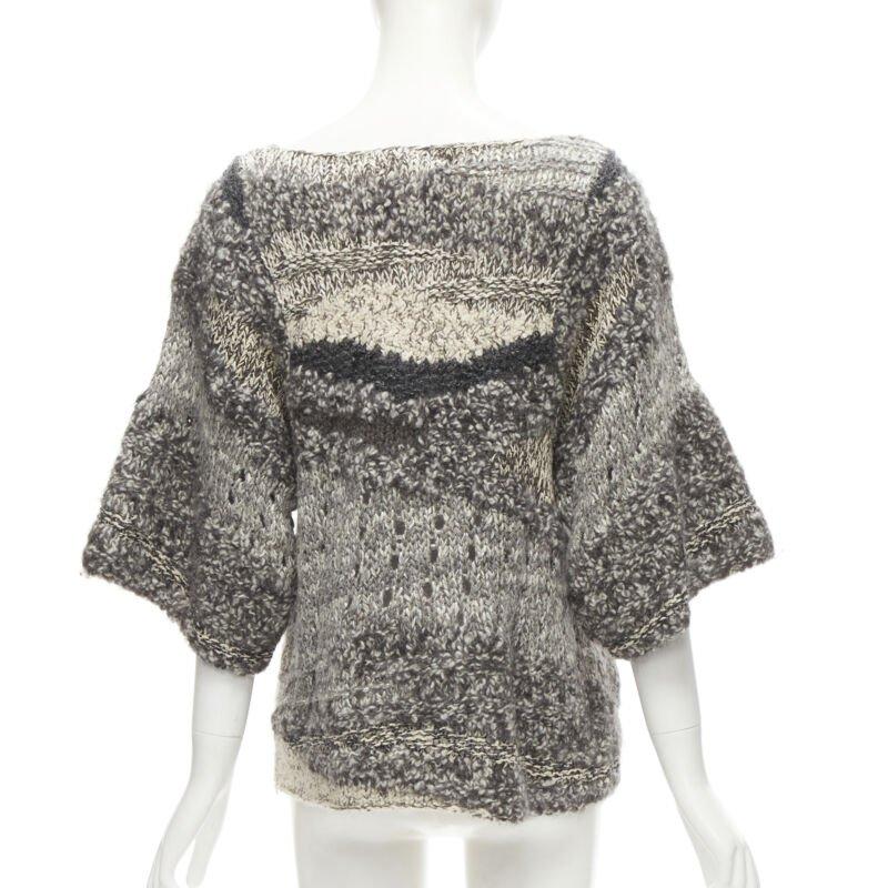 ISABEL MARANT silk blend grey speckled yarn oversized chunky knit sweater FR36 S 1