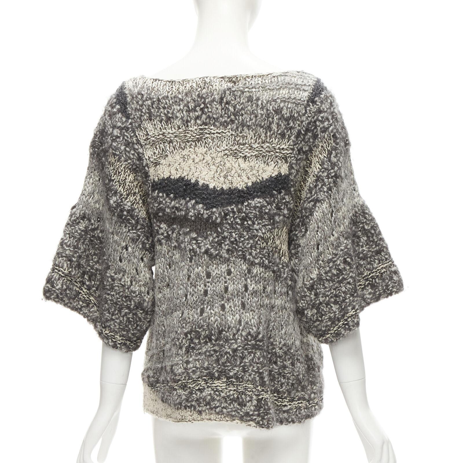 ISABEL MARANT silk blend grey speckled yarn oversized chunky knit sweater FR36 S For Sale 1