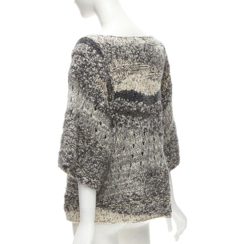 ISABEL MARANT silk blend grey speckled yarn oversized chunky knit sweater FR36 S 2