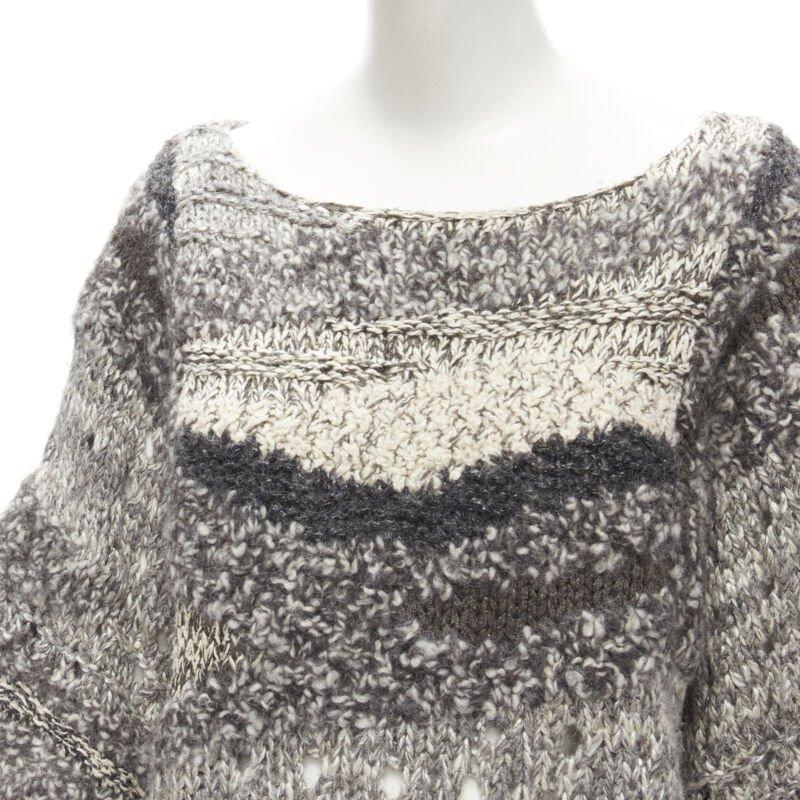 ISABEL MARANT silk blend grey speckled yarn oversized chunky knit sweater FR36 S 3