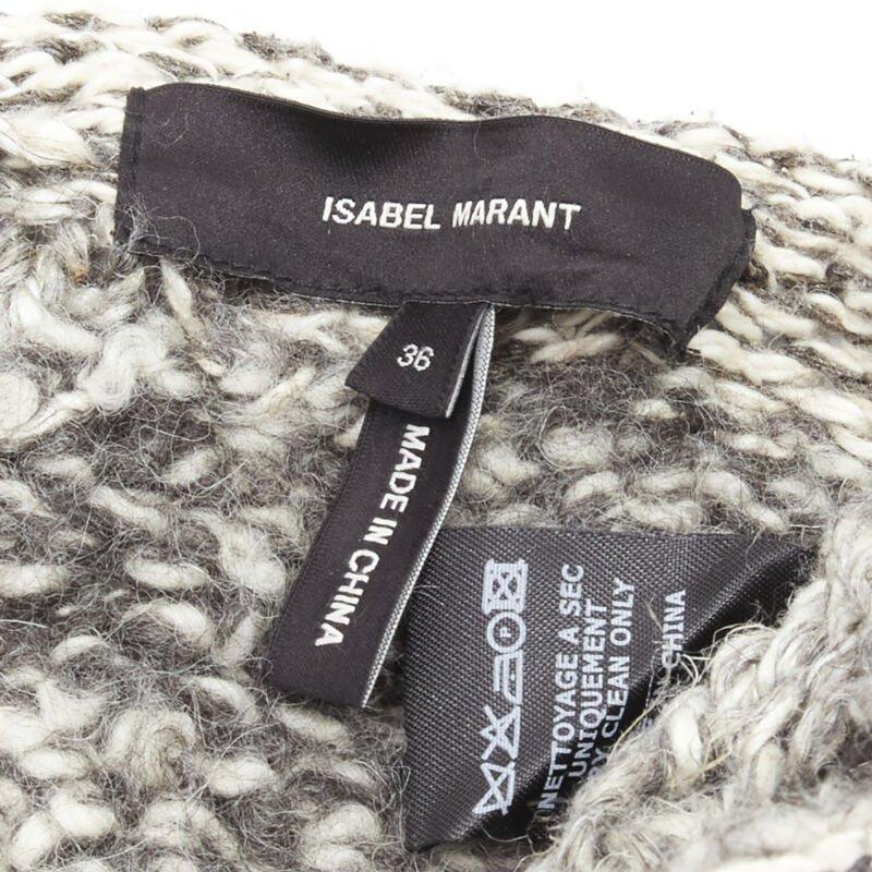 ISABEL MARANT silk blend grey speckled yarn oversized chunky knit sweater FR36 S 4