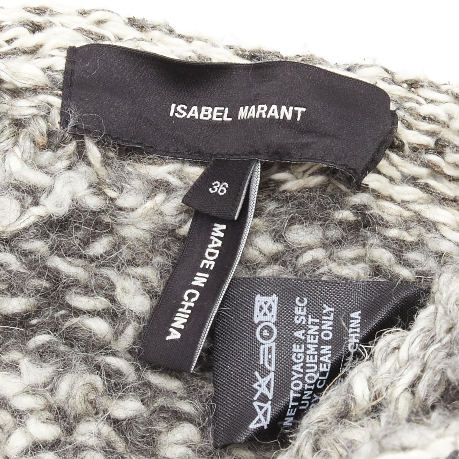 ISABEL MARANT silk blend grey speckled yarn oversized chunky knit sweater FR36 S For Sale 4