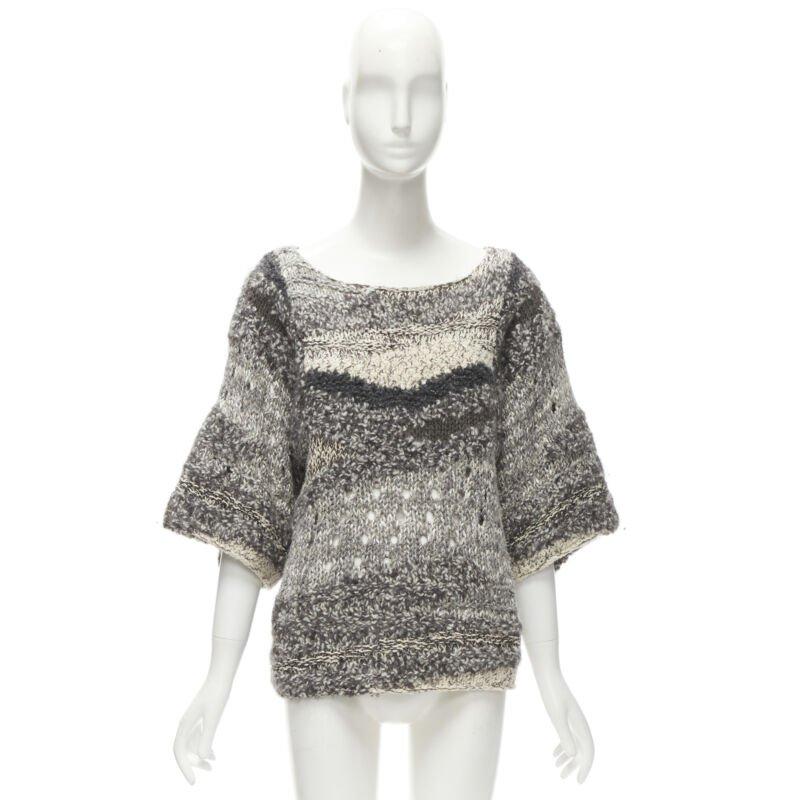 ISABEL MARANT silk blend grey speckled yarn oversized chunky knit sweater FR36 S 5