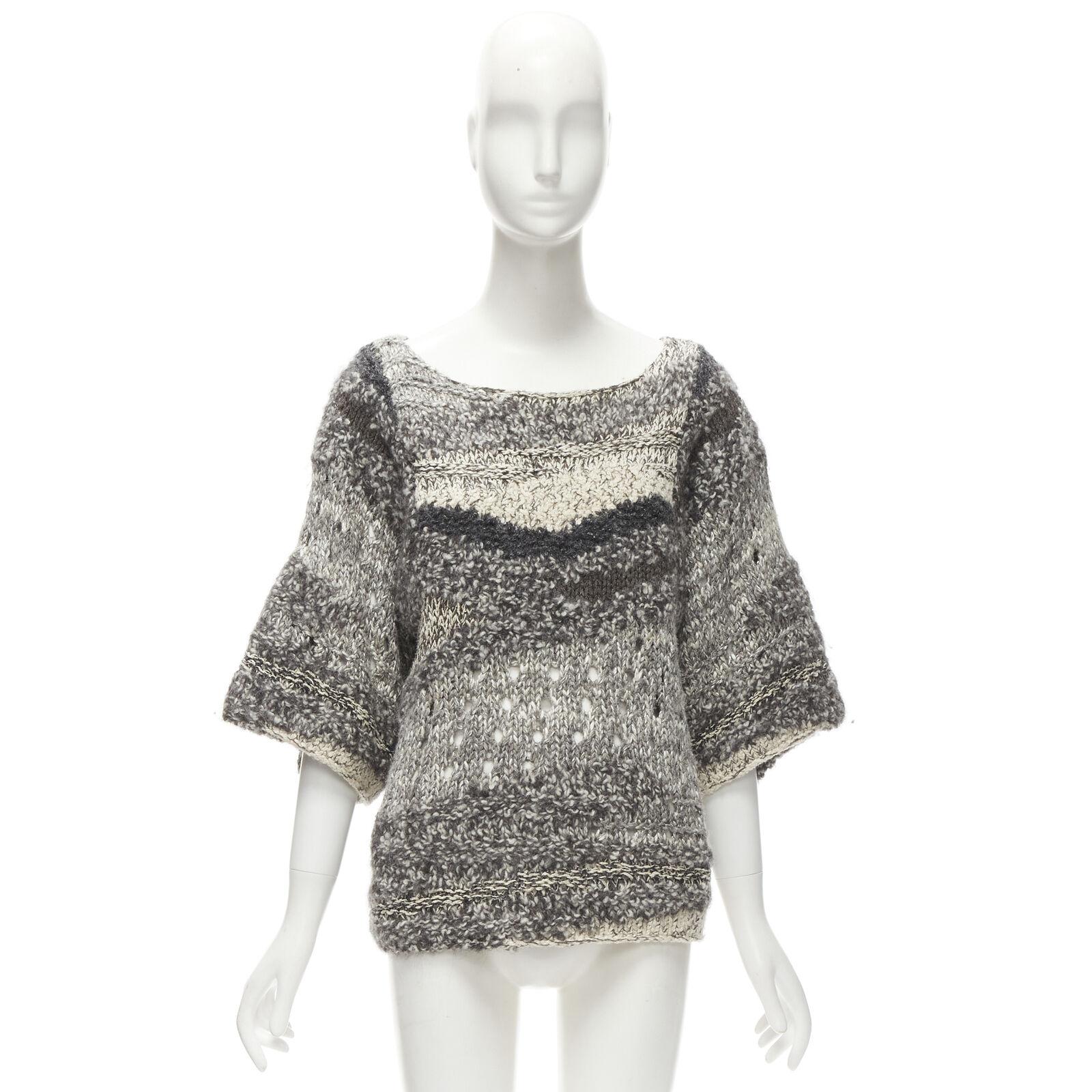 ISABEL MARANT silk blend grey speckled yarn oversized chunky knit sweater FR36 S For Sale 5
