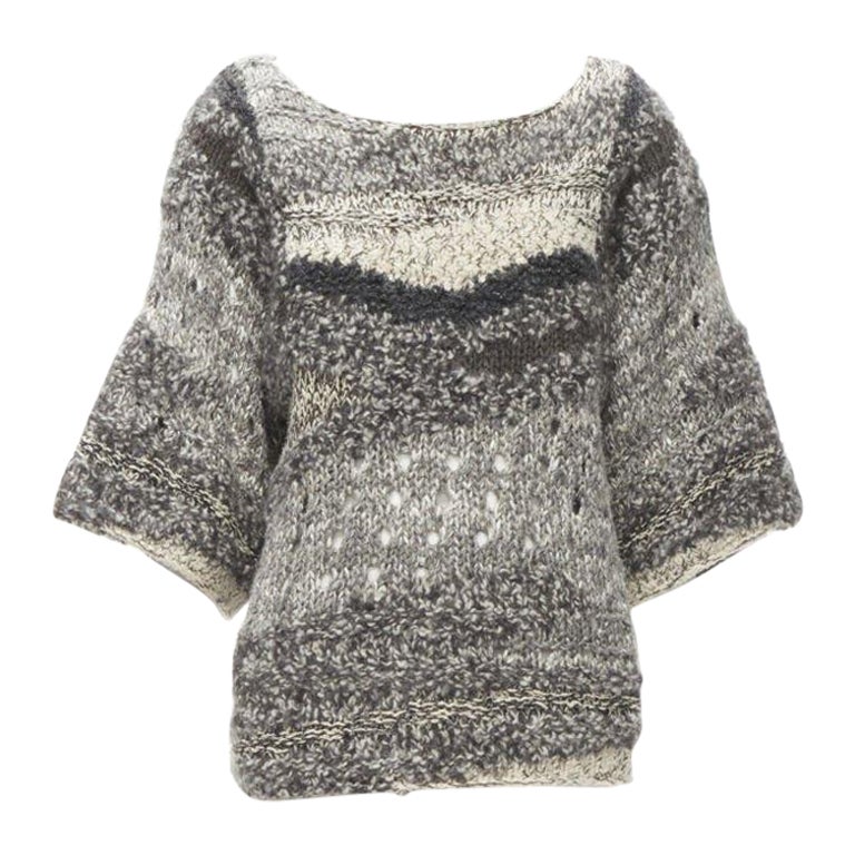 ISABEL MARANT silk blend grey speckled yarn oversized chunky knit sweater FR36 S