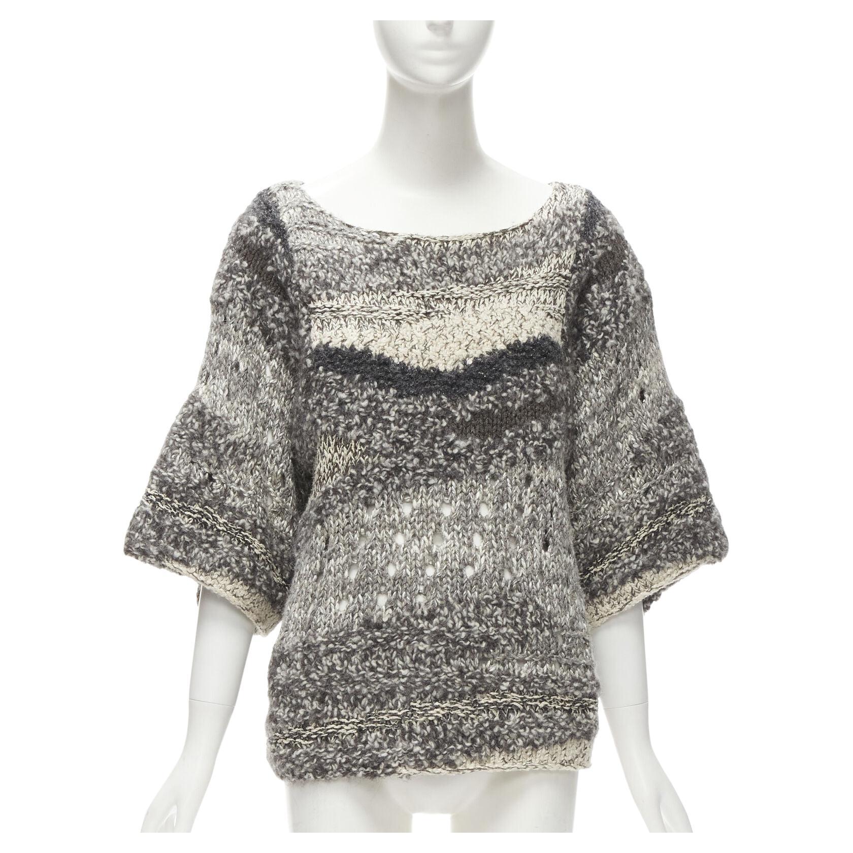 ISABEL MARANT silk blend grey speckled yarn oversized chunky knit sweater FR36 S For Sale