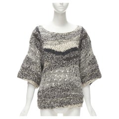 ISABEL MARANT silk blend grey speckled yarn oversized chunky knit sweater FR36 S