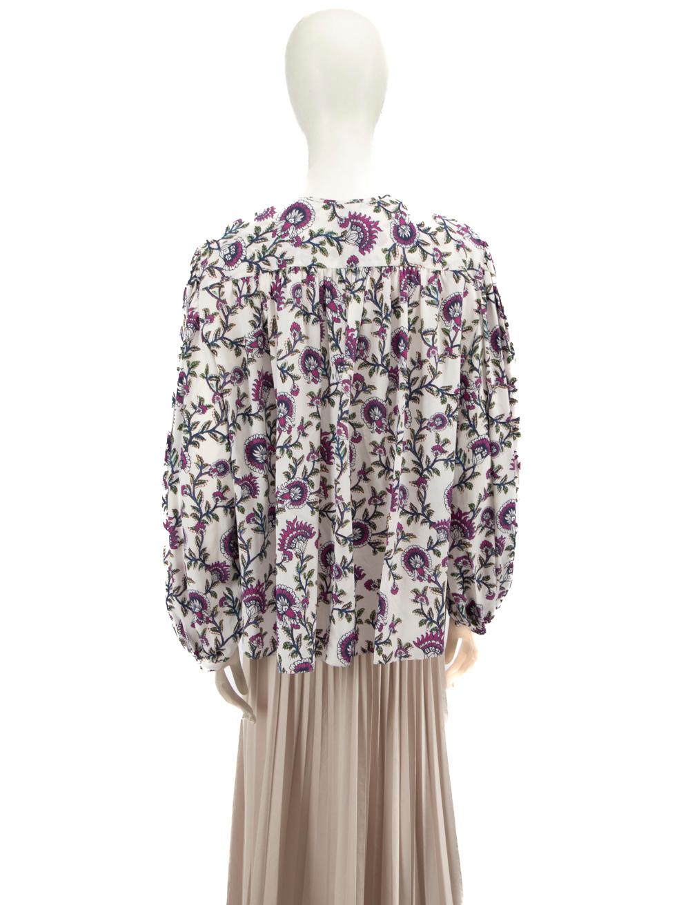 Gray Isabel Marant Silk Floral Print Oversized Blouse Size S For Sale