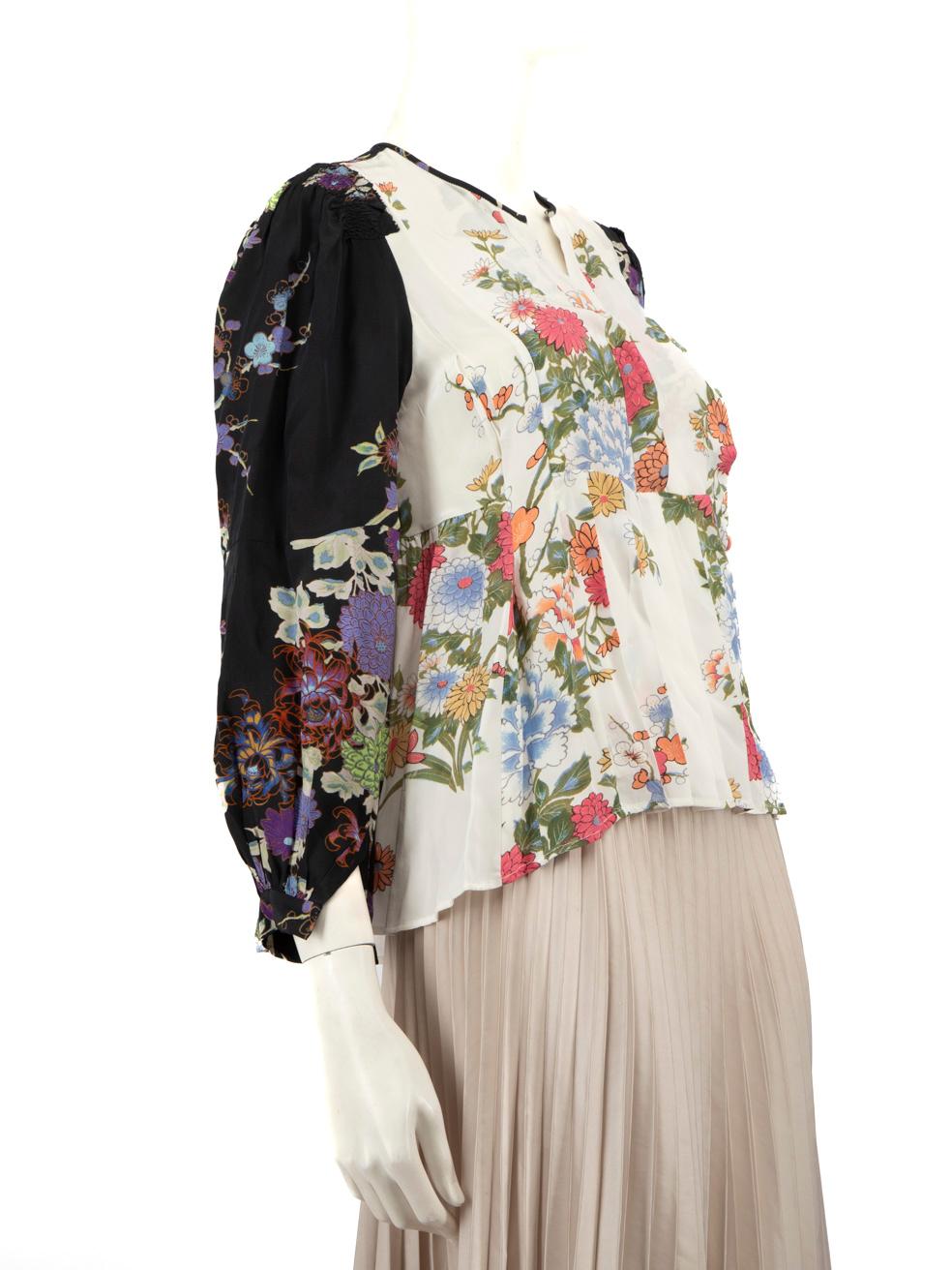 CONDITION is Never worn, with tags. Due to poor storage of the the top, there are marks on the right sleeve and the back of this new Isabel Marant designer resale item.
  
  Details
  
  
  Multicolour 
  
  Silk 
  
  Blouse 
  
  Long sleeves 
  
