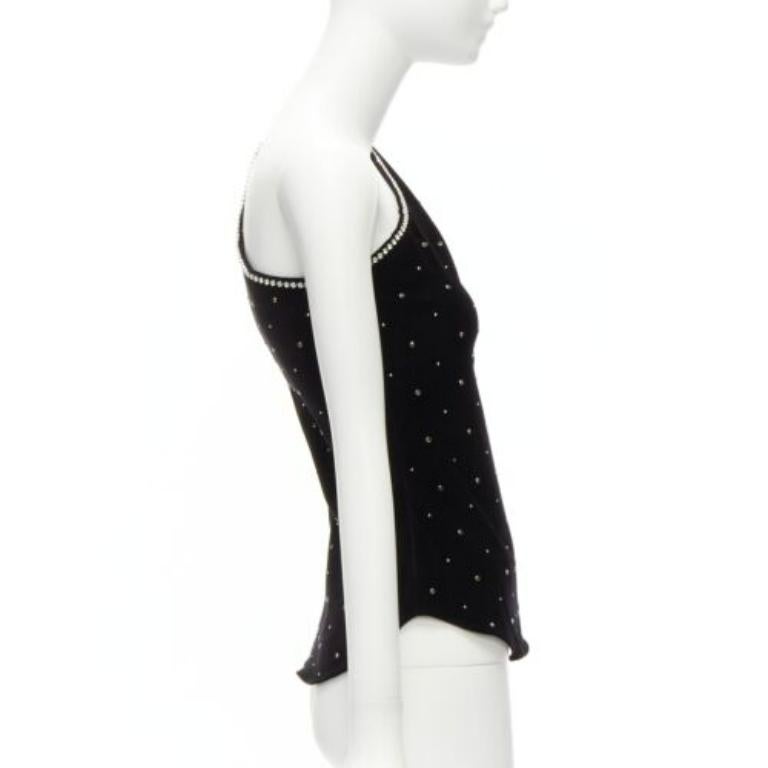 Women's ISABEL MARANT silver crystal embellished studded beads black velvet top FR36 S For Sale