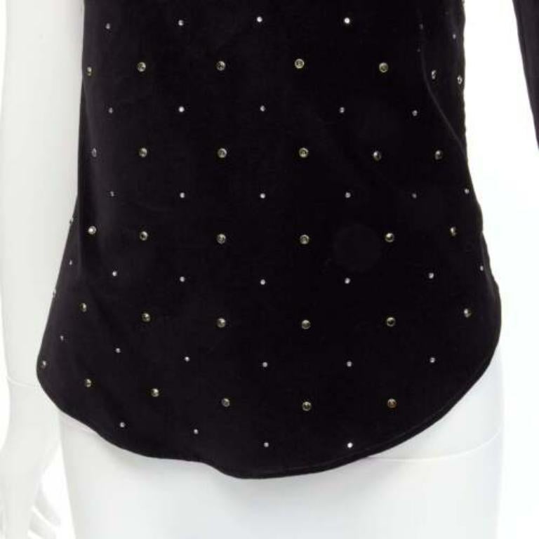 ISABEL MARANT silver crystal embellished studded beads black velvet top FR36 S For Sale 3
