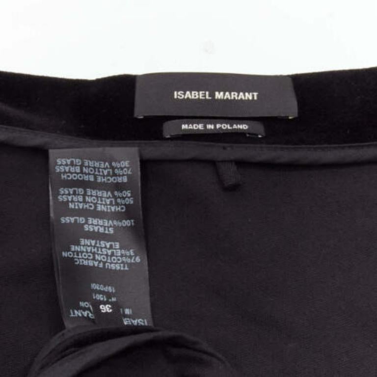 ISABEL MARANT silver crystal embellished studded beads black velvet top FR36 S For Sale 4