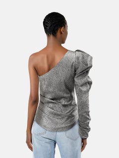 Isabel Marant Silver Metallic One Sleeve Top Size M