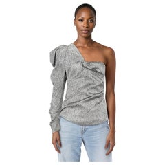 Isabel Marant Top metalizado plateado de una manga Talla M