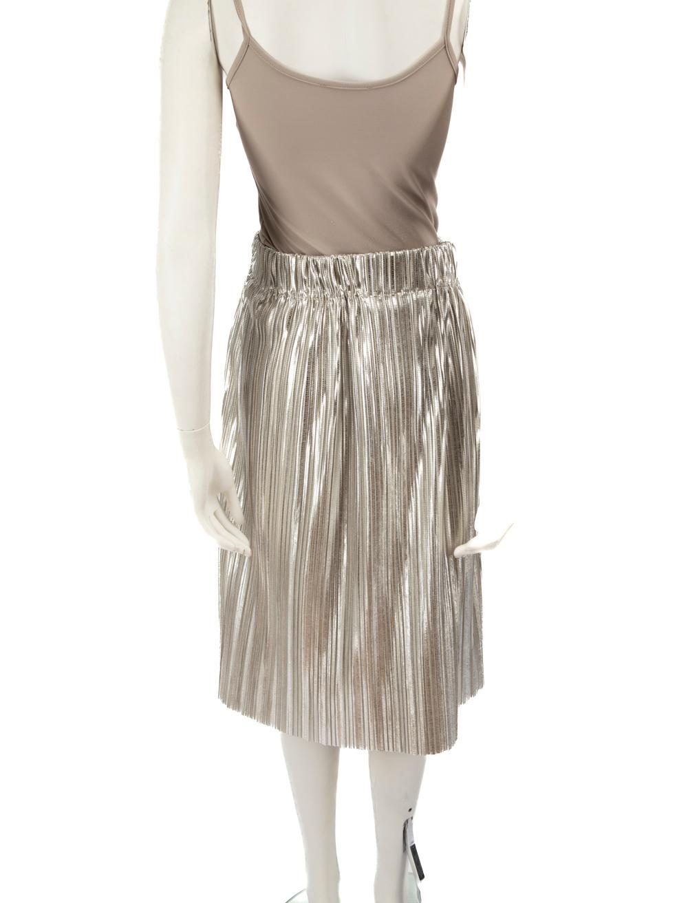 Isabel Marant Silver Metallic Pleated Midi Skirt Size M In Good Condition In London, GB