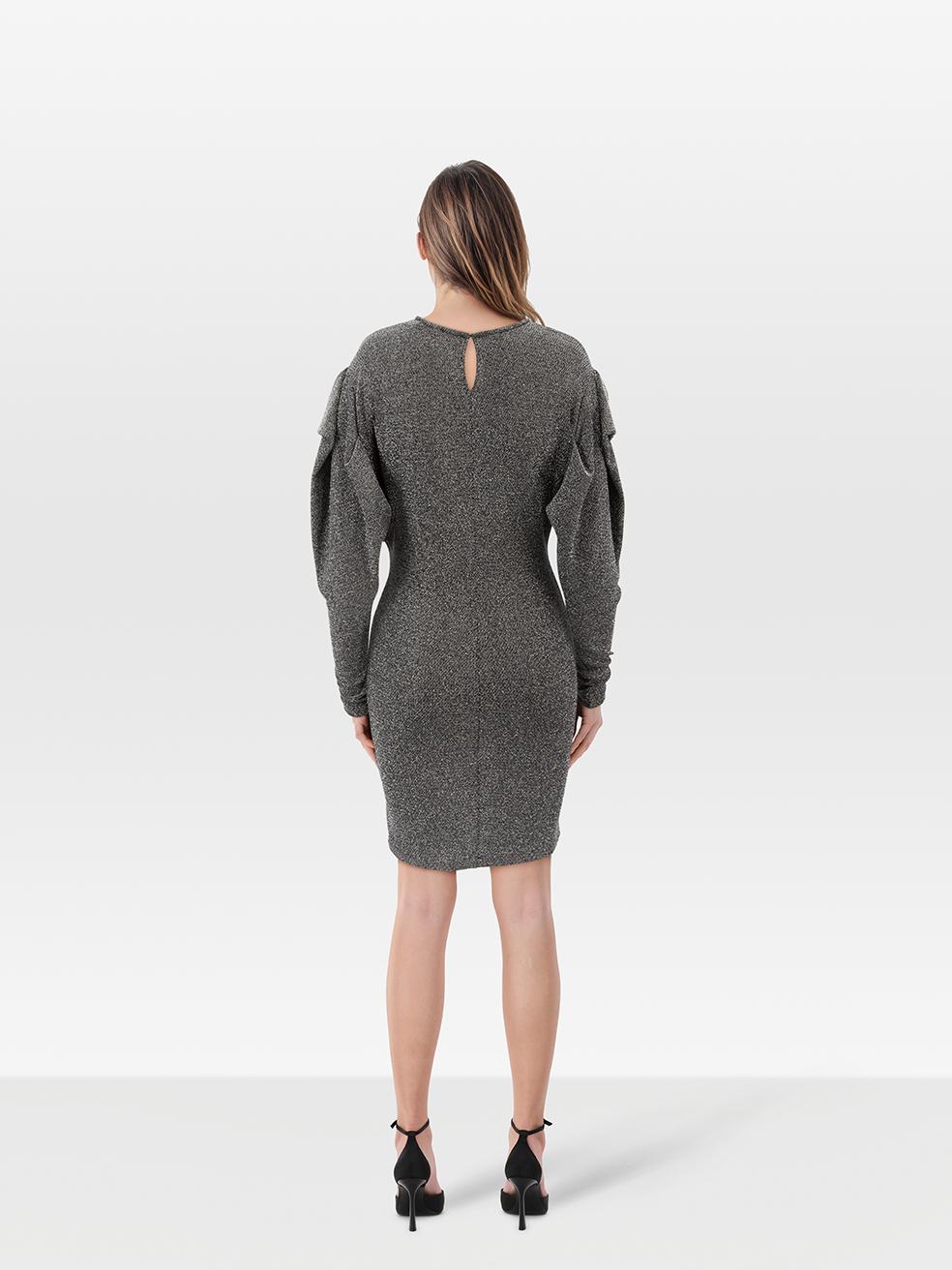 CONDITION is Never worn, with tags. No visible wear to the dress is evident on this new Isabel Marant designer resale item.
 
 
 
 Details
 
 
 Silver
 
 Synthetic
 
 Knit dress
 
 Metallic thread
 
 Stretchy
 
 Pleated shoulder
 
 Long sleeves
 
