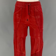 ISABEL MARANT Size 4 Red Leather Drawstring Casual Pants