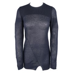 ISABEL MARANT Size L Navy Cashmere Sheer Burnout Pullover