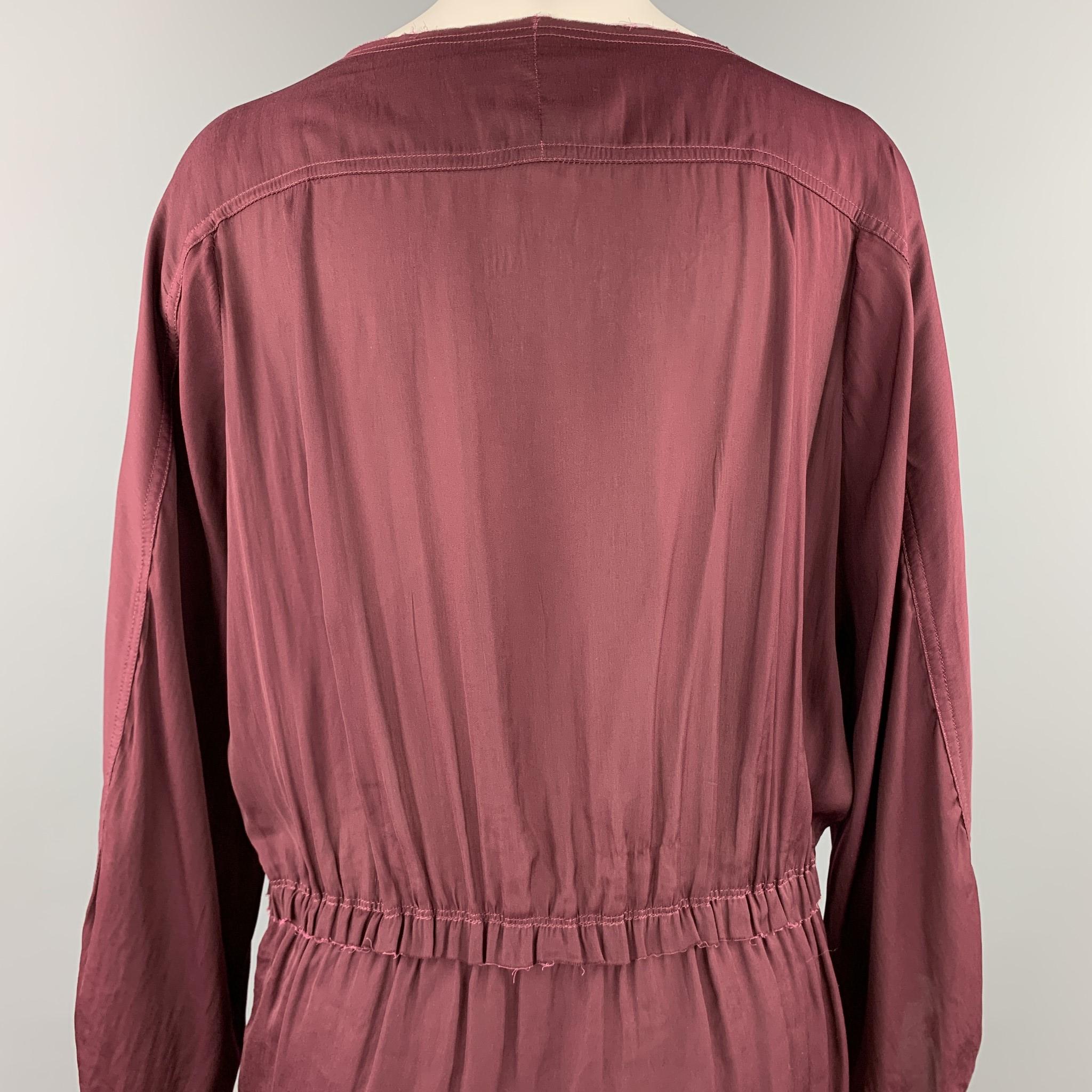 ISABEL MARANT Size M Burgundy Polyester Drawstring Boho Blouse In Good Condition In San Francisco, CA