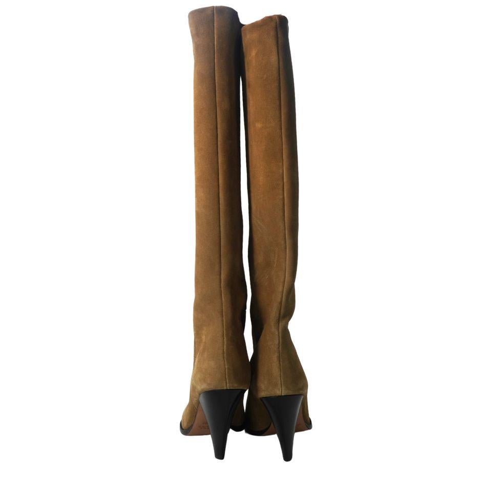 Isabel Marant Suede Khaki Knee High Boots For Sale 6