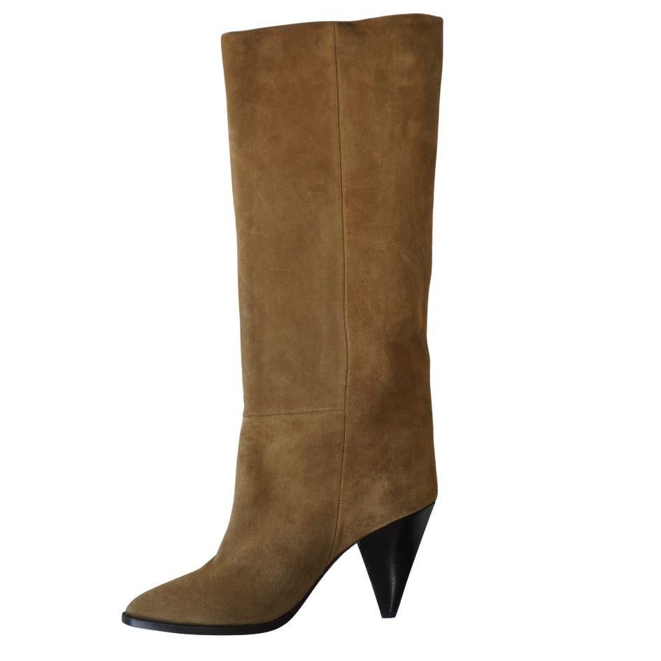 Women's Isabel Marant Suede Khaki Knee High Boots For Sale
