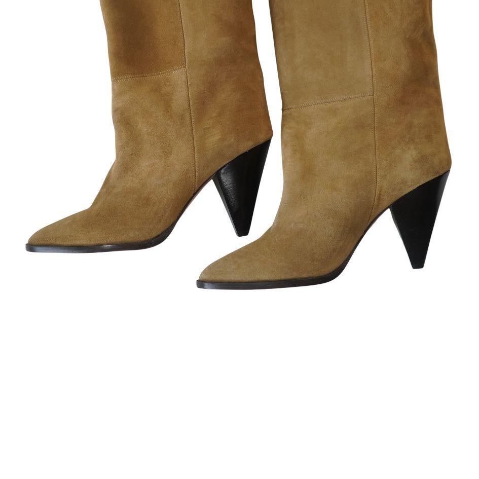 Isabel Marant Suede Khaki Knee High Boots For Sale 1