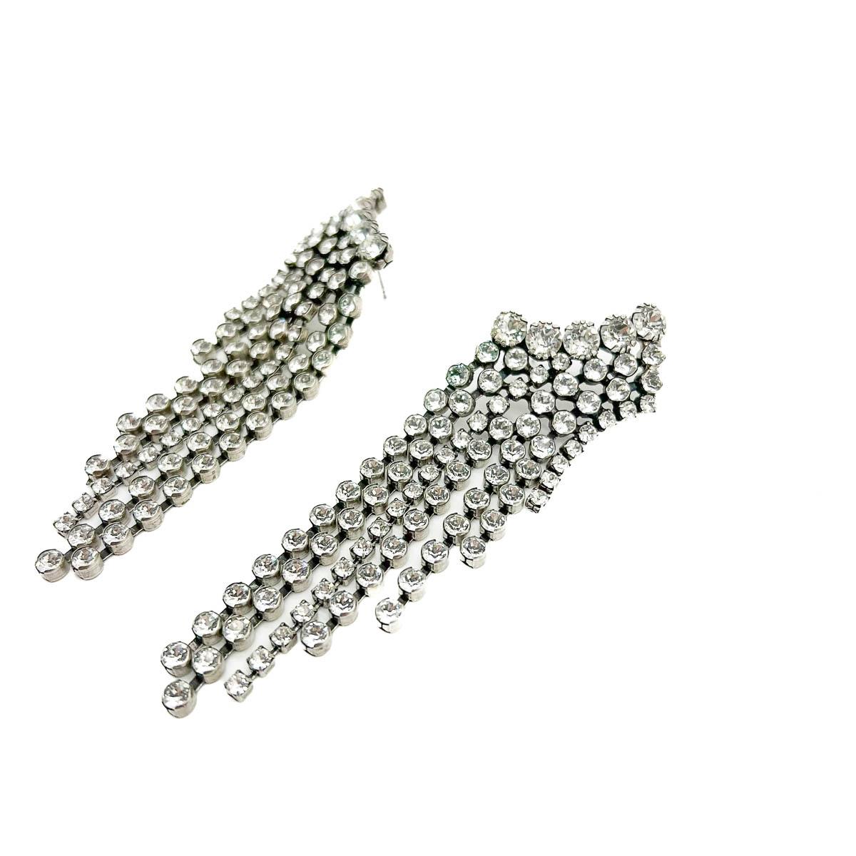 Isabel Marant Super-Long Crystal Cascade Earrings 1990s en venta 1