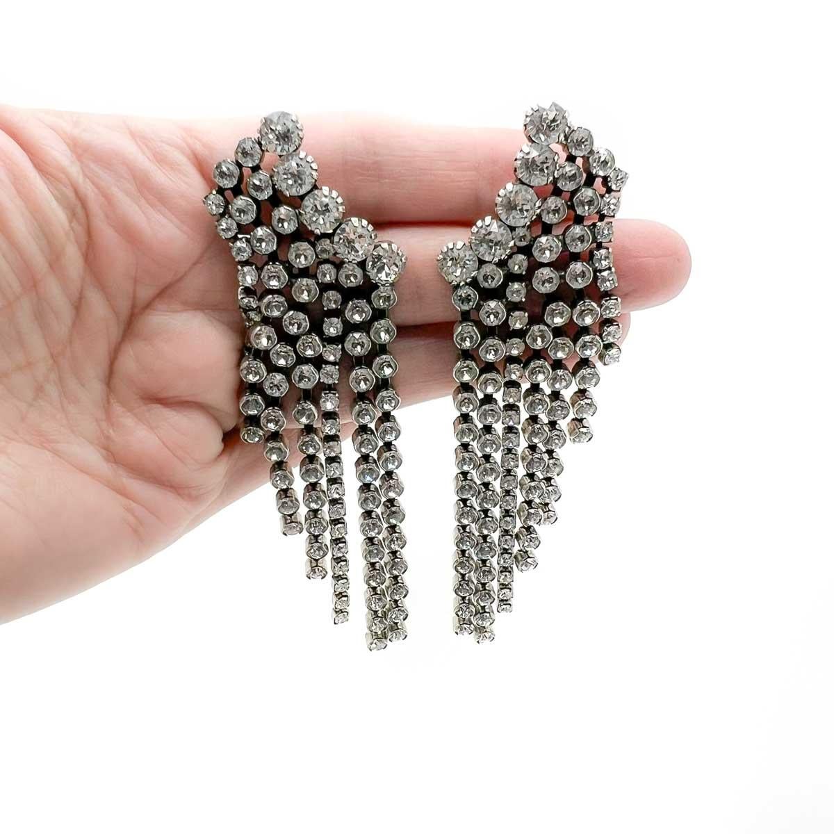 Isabel Marant Super-Long Crystal Cascade Earrings 1990s en venta 2