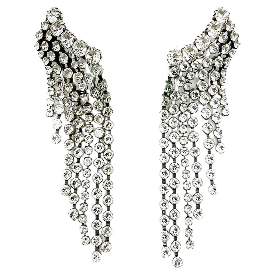 Isabel Marant Super-Long Crystal Cascade Earrings 1990s en venta