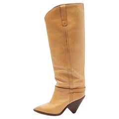 Used Isabel Marant Tan Leather Knee Length Boots Size 38