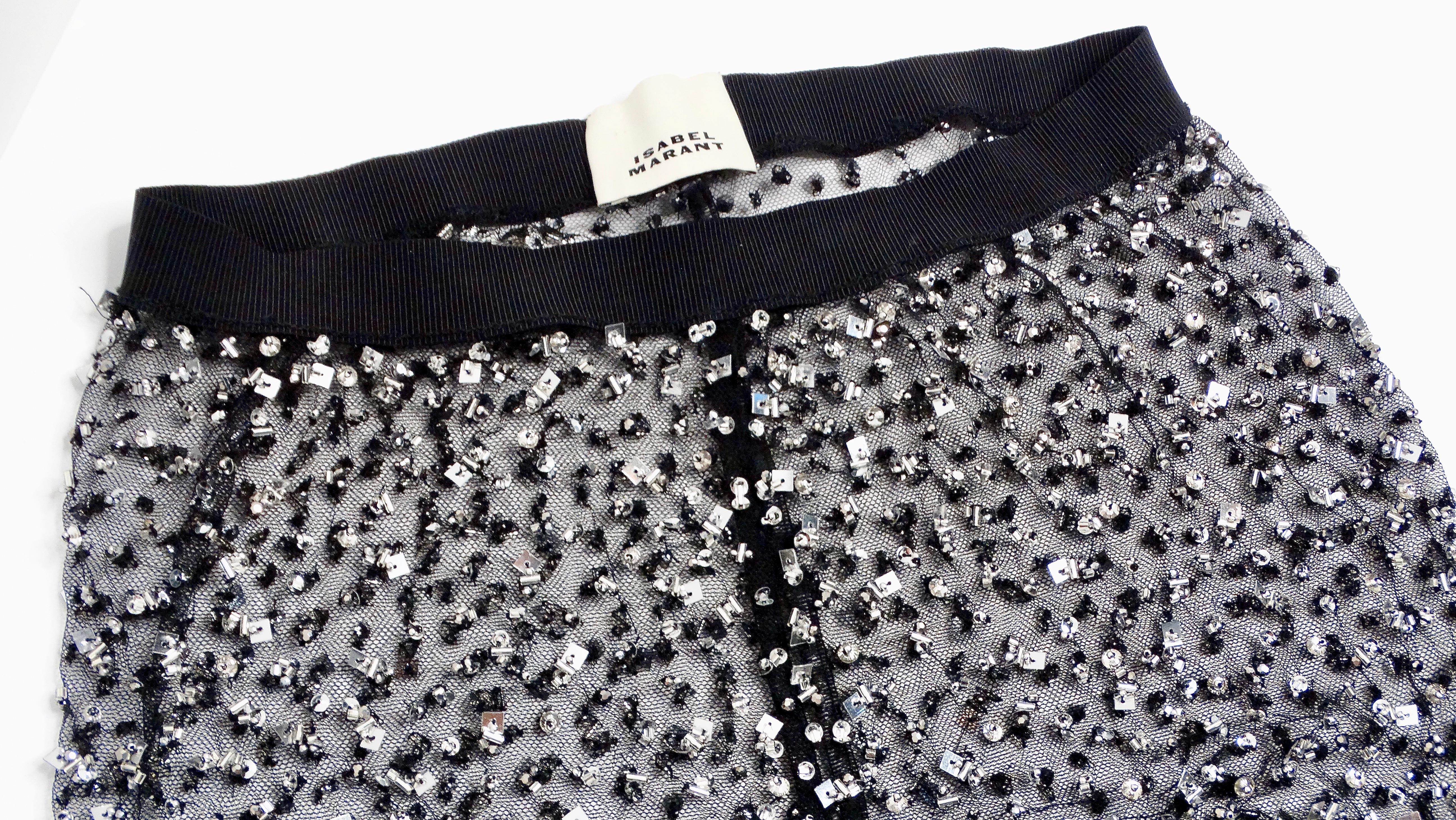 Women's Isabel Marant Tanael Black Sheer Sequins Leggings For Sale
