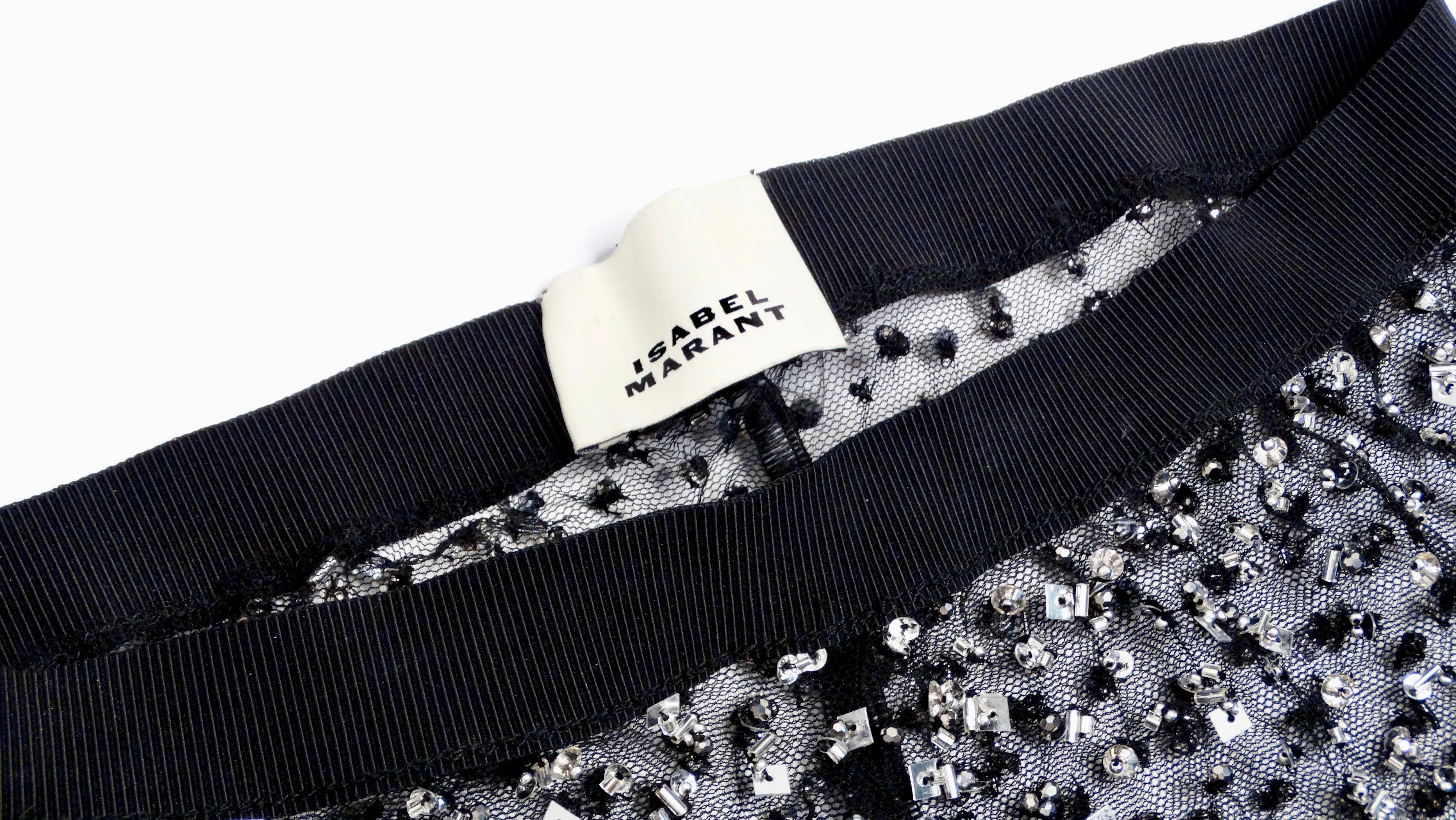 Isabel Marant Tanael Black Sheer Sequins Leggings For Sale 2