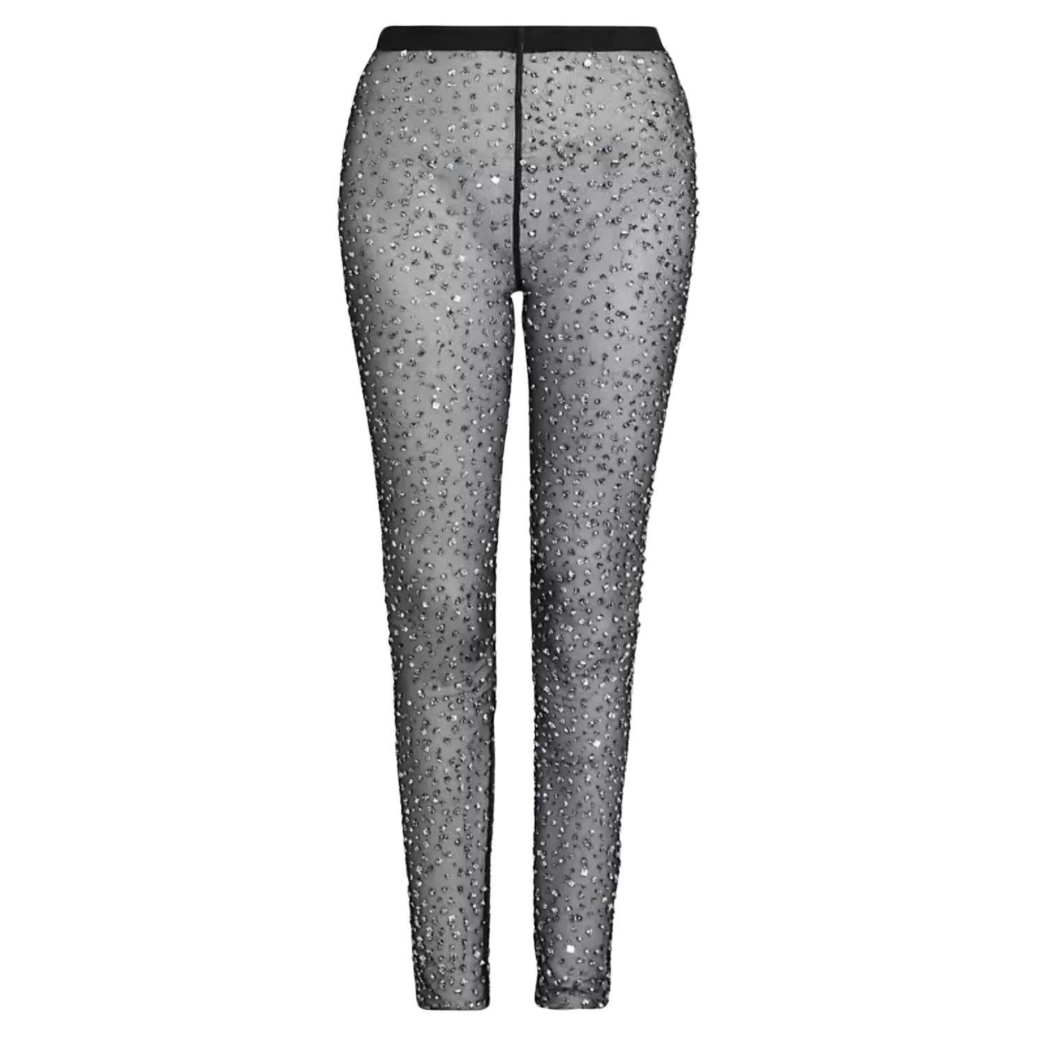 Isabel Marant Tanael Black Sheer Sequins Leggings For Sale