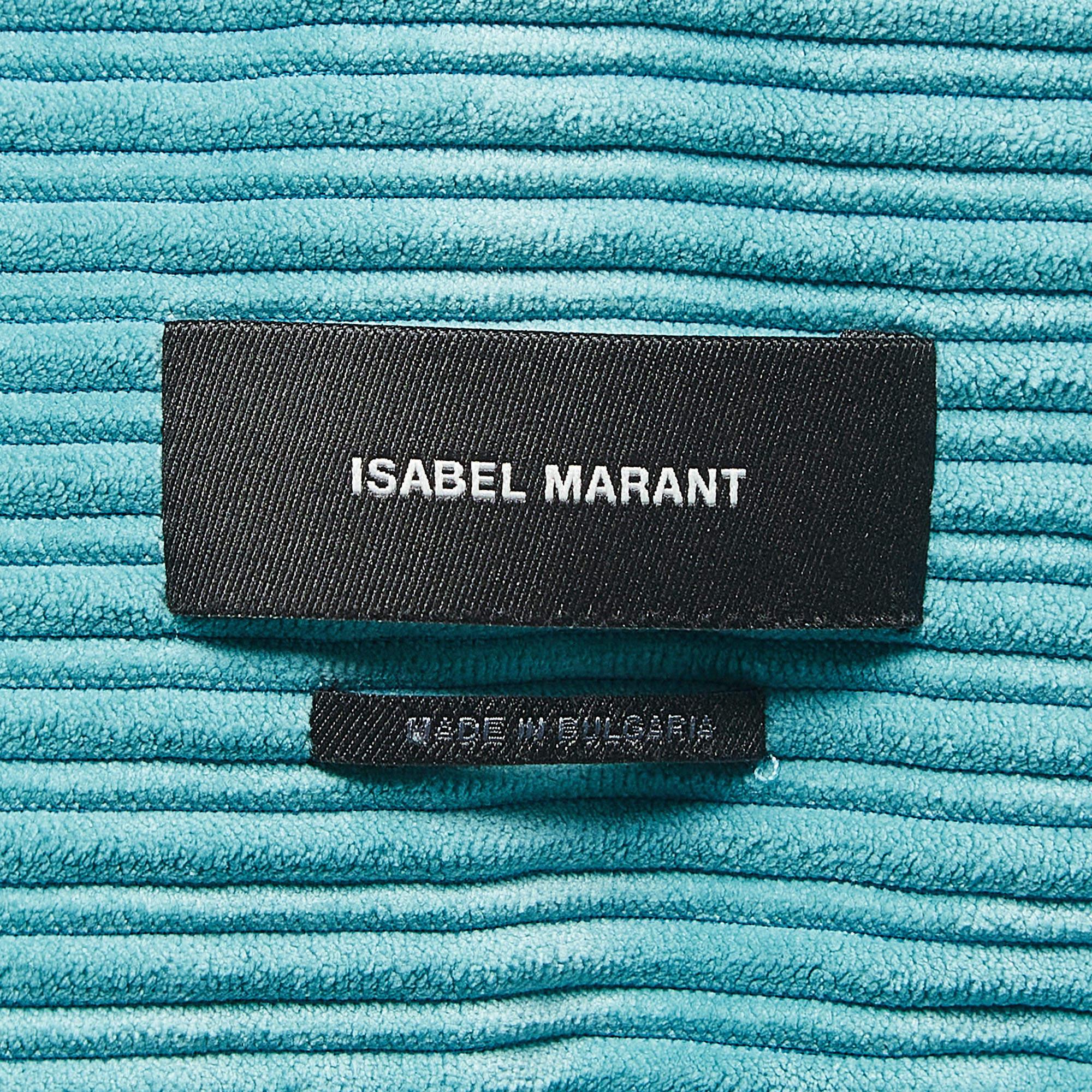 Isabel Marant Teal Blue Corduroy Madiana Jacket and Melva Skirt Set S/M For Sale 1
