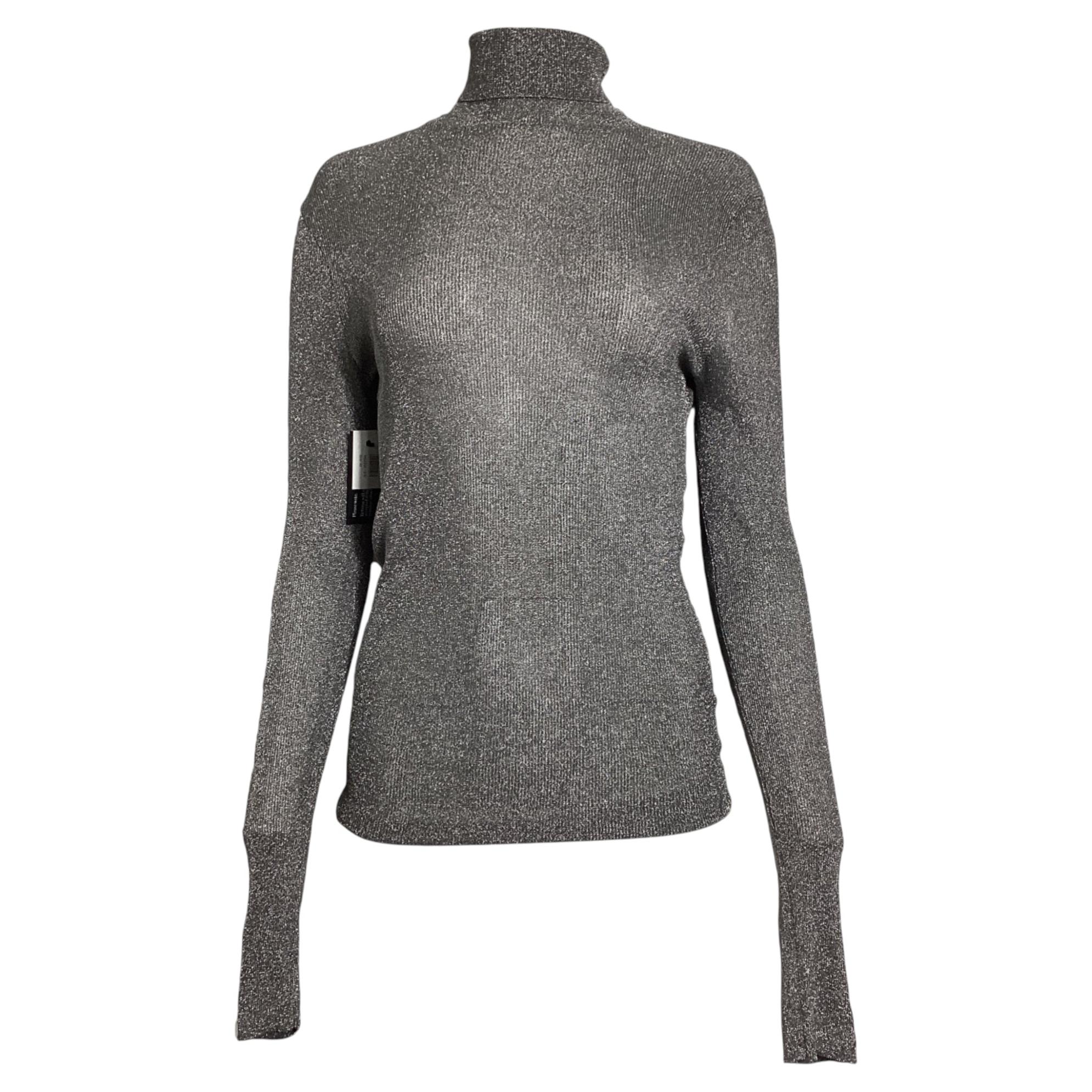 Isabel Marant Turtleneck Sweater in Metallic Silver Viscose For Sale