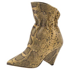 Isabel Marant Two Tone Python Embossed Leather Ankle Booties Size 38