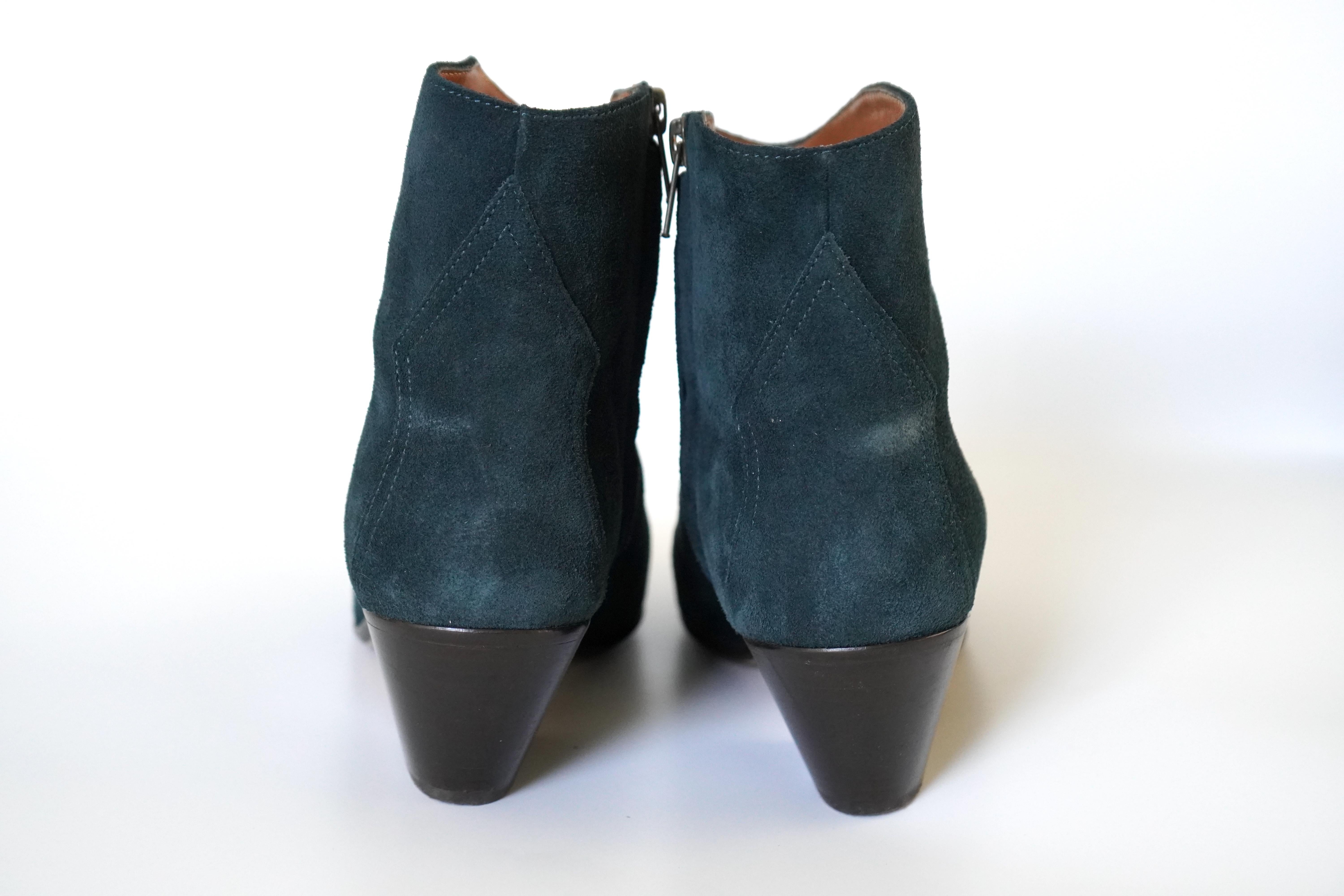 Isabel Marant Velvet Leather Ankle Boots 39 In Good Condition For Sale In Beverly Hills, CA