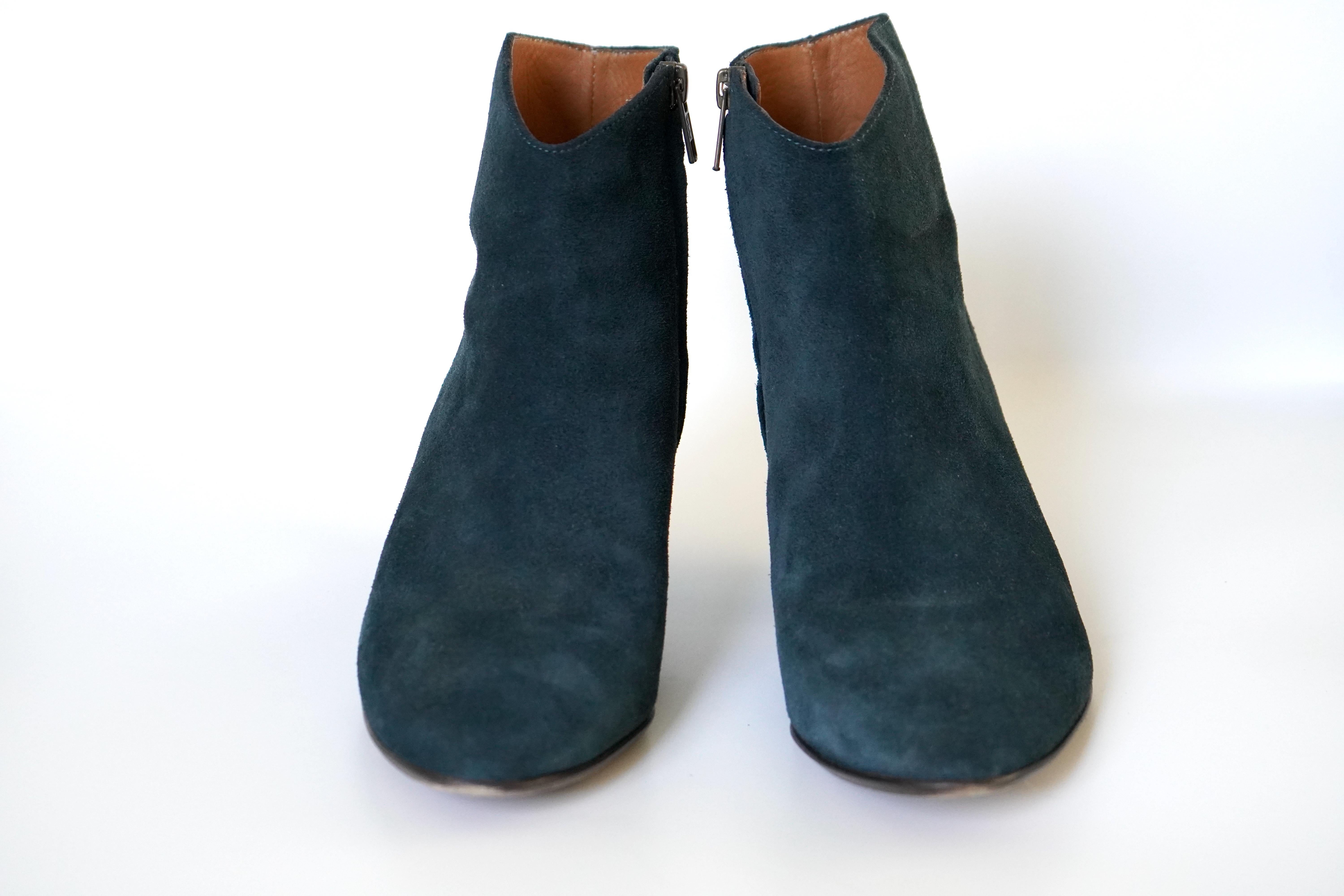 Women's Isabel Marant Velvet Leather Ankle Boots 39 For Sale